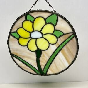 Handmade Stained Glass Floral Suncatcher with Edging